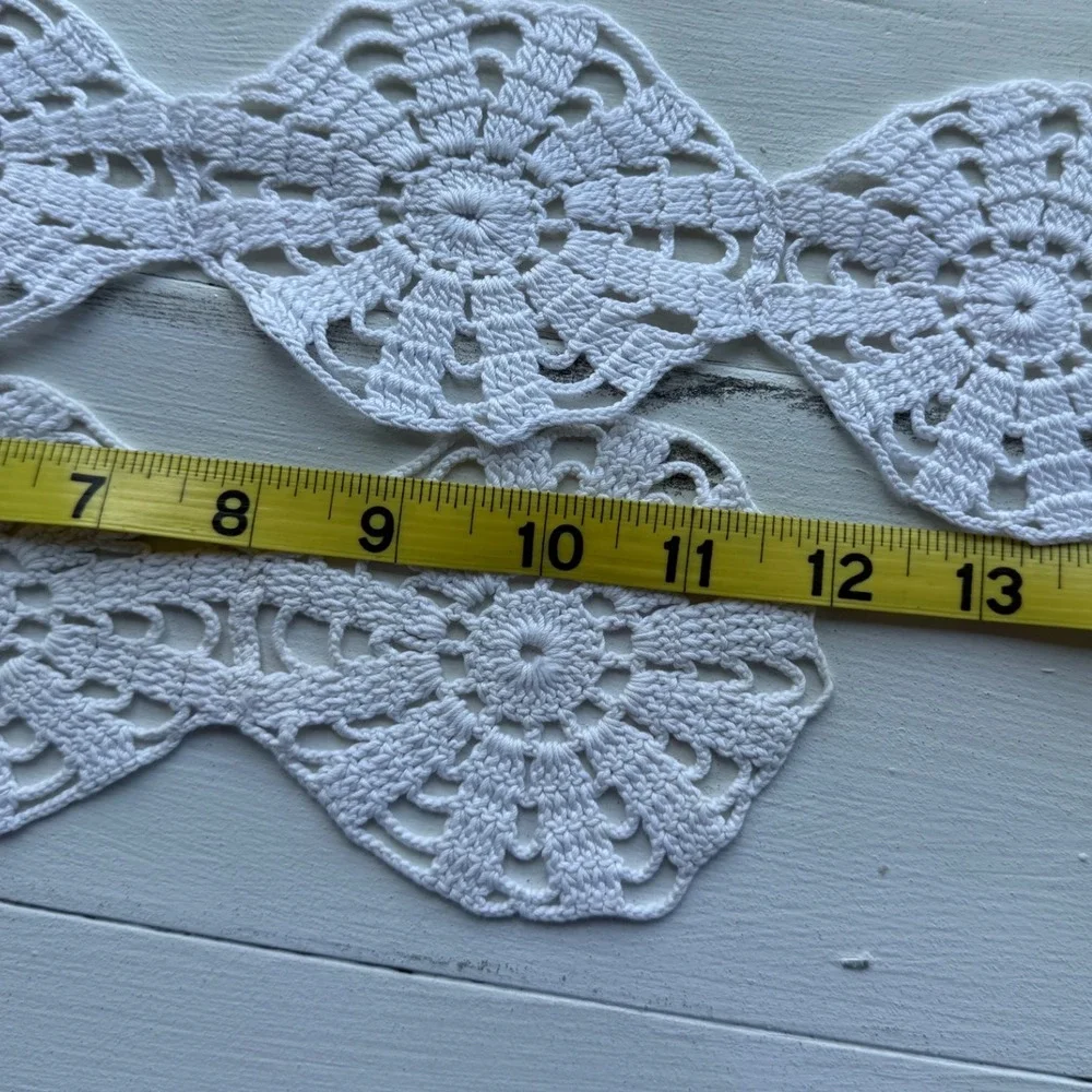 Vintage White/Off White Cotton Crochet Lace Trim Medallion Applique Set of 3